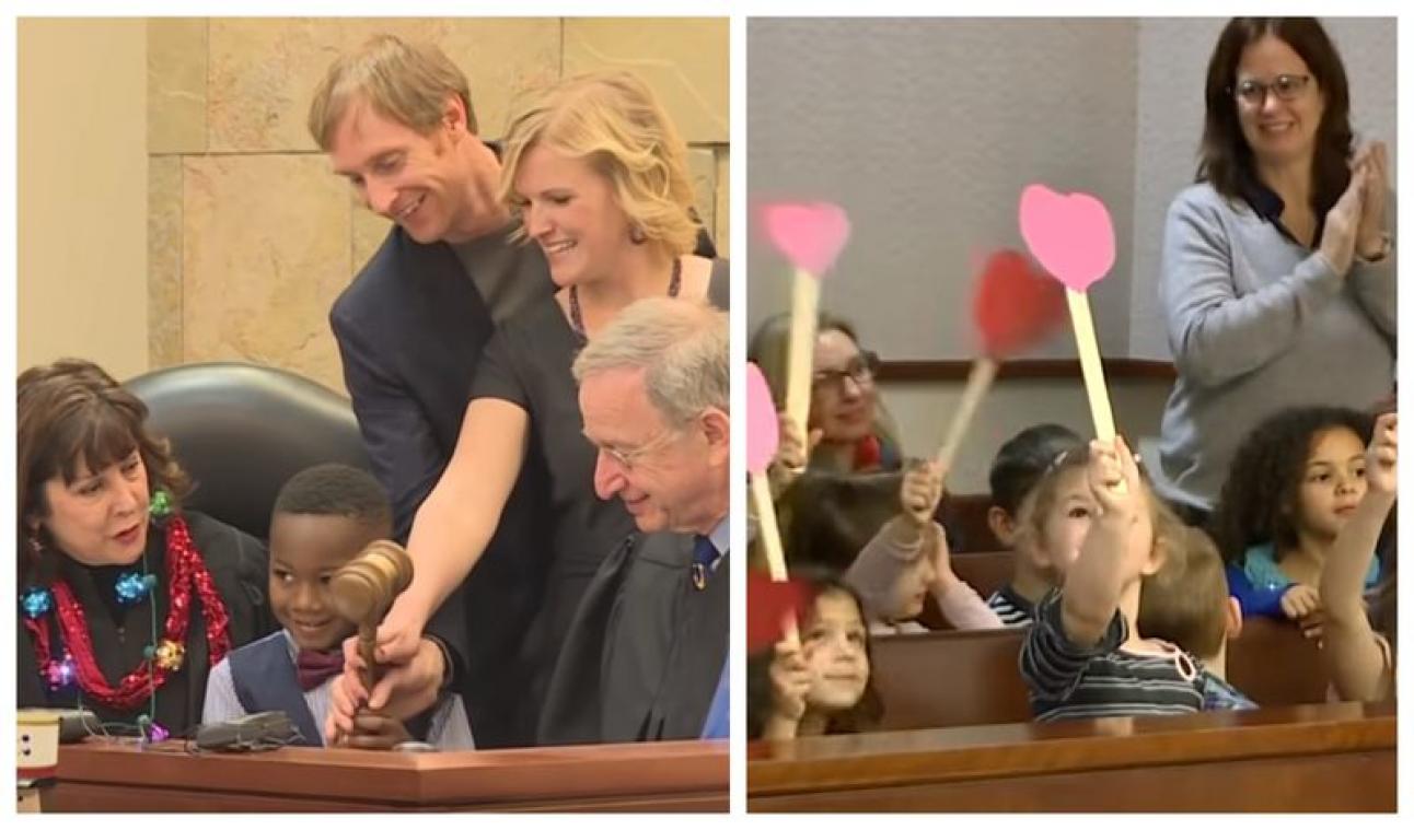 États-Unis : un garçon de 5 ans invite sa classe au tribunal pour son  audience d'adoption